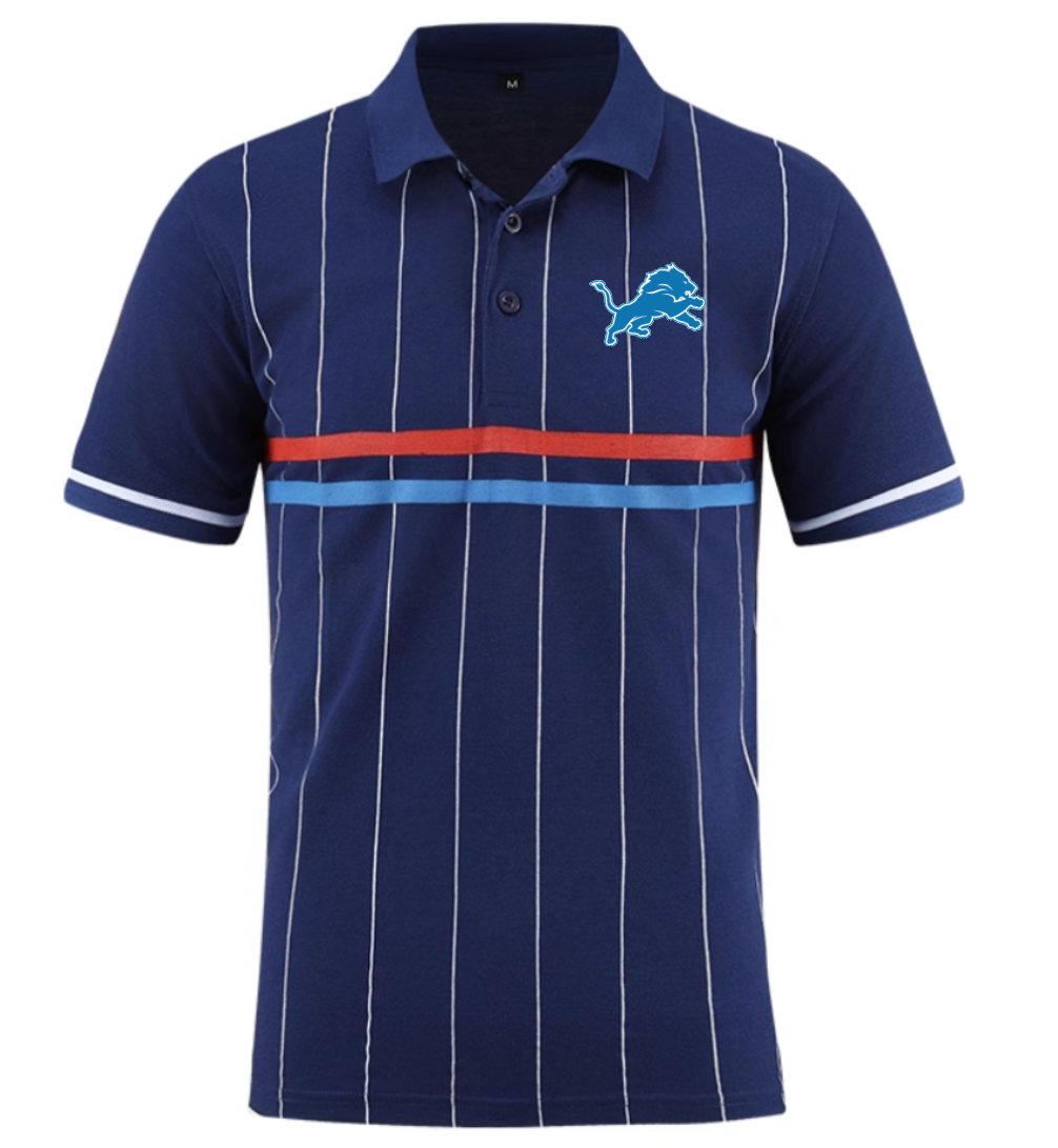 Detroit Lions blue Men 2025 NFL polo T shirt->nfl t-shirts->Sports Accessory